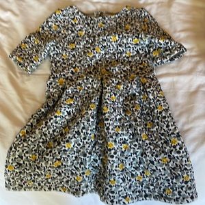 Petite Bateau Girls dress with gray/navy floral pattern